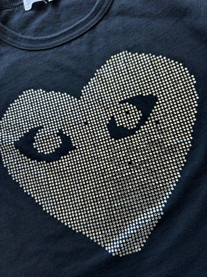 Comme des Garçons Play heart-print T-shirt in black with a embellished heart logo Small