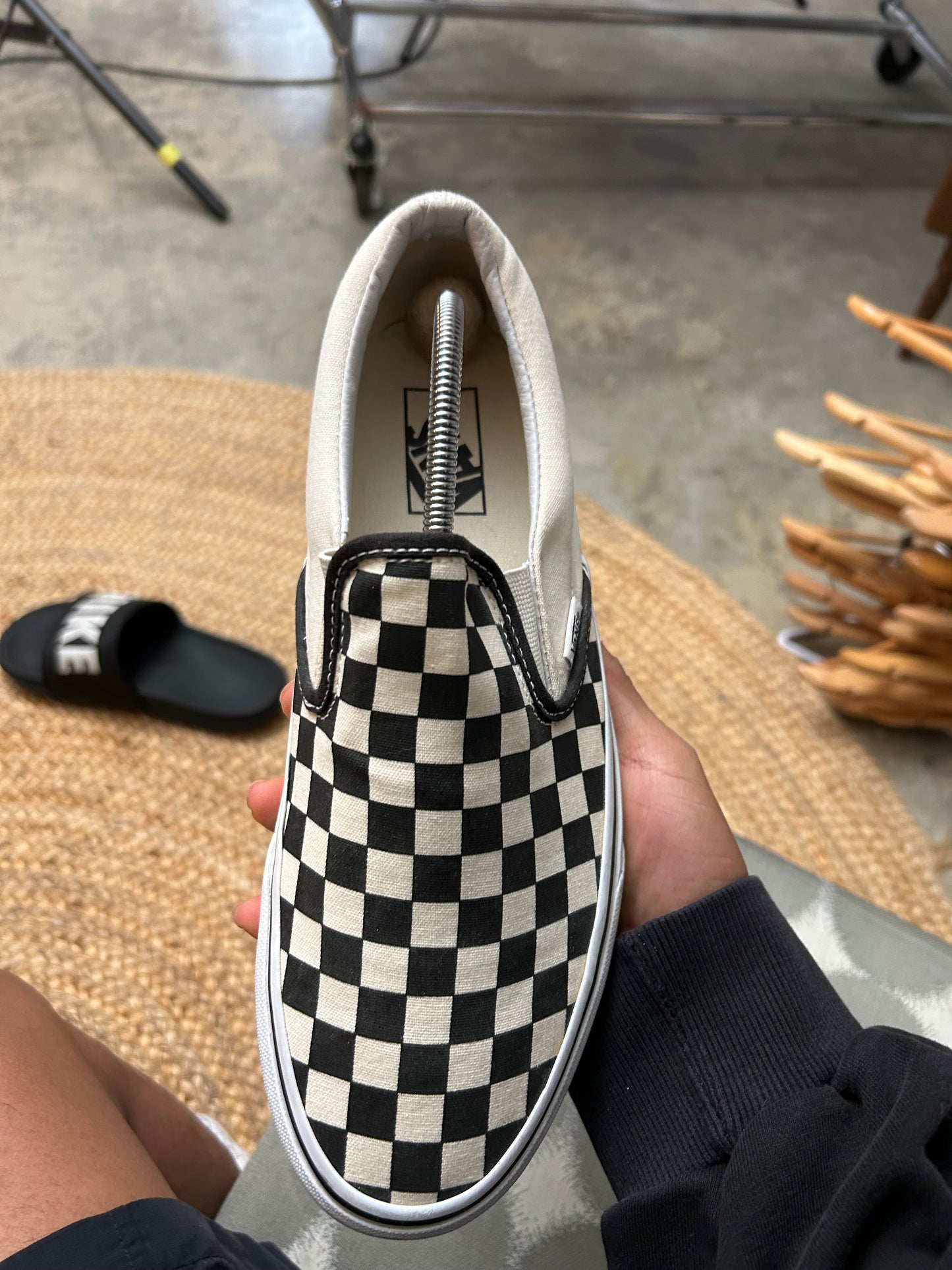 Vans Classic Slip-On sneakers in the iconic black and white checkerboard print size 9mens 10.5womens