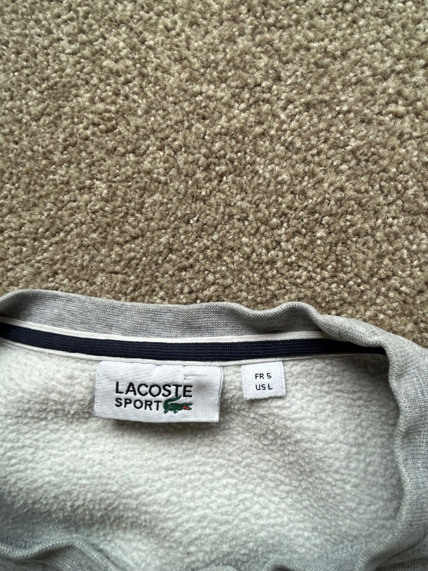 Lacoste crew neck sweatshirt in grey organic brushed cotton Medium