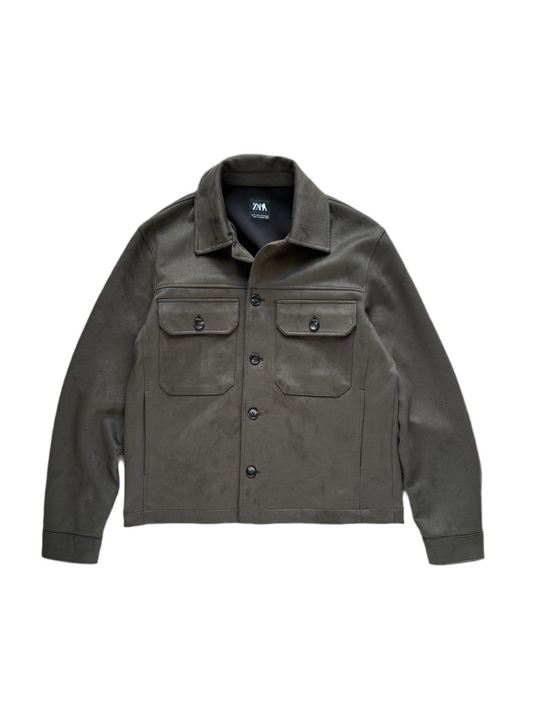 Zara Suede Faux Jacket Small Olive