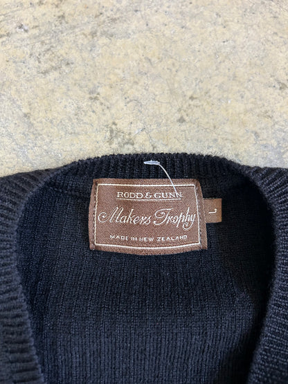 Rodd & Gunn Vintage Black Sweater Vest Merino Wool