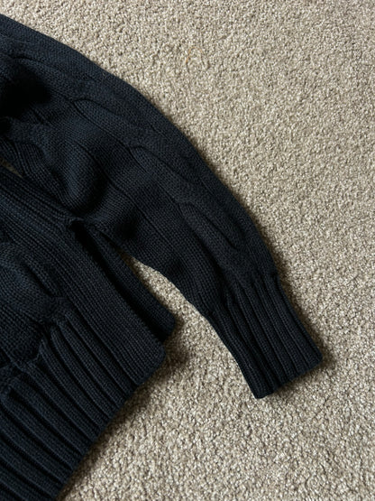 Ralph Lauren RL Cross-knit Jumper Small Women's Navy Blue