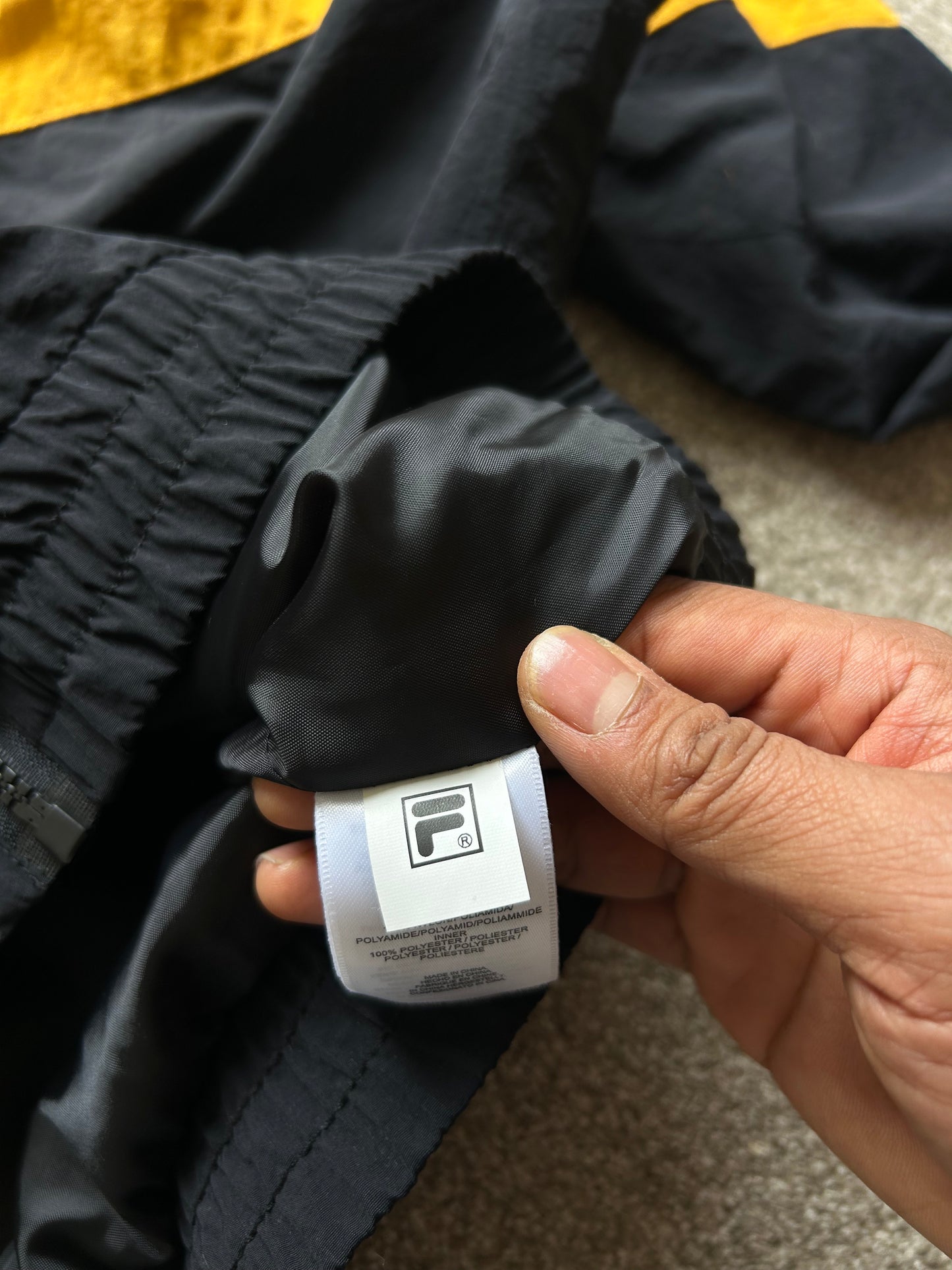 Fila Black and Yellow Nylon Sports Jacket Medium
