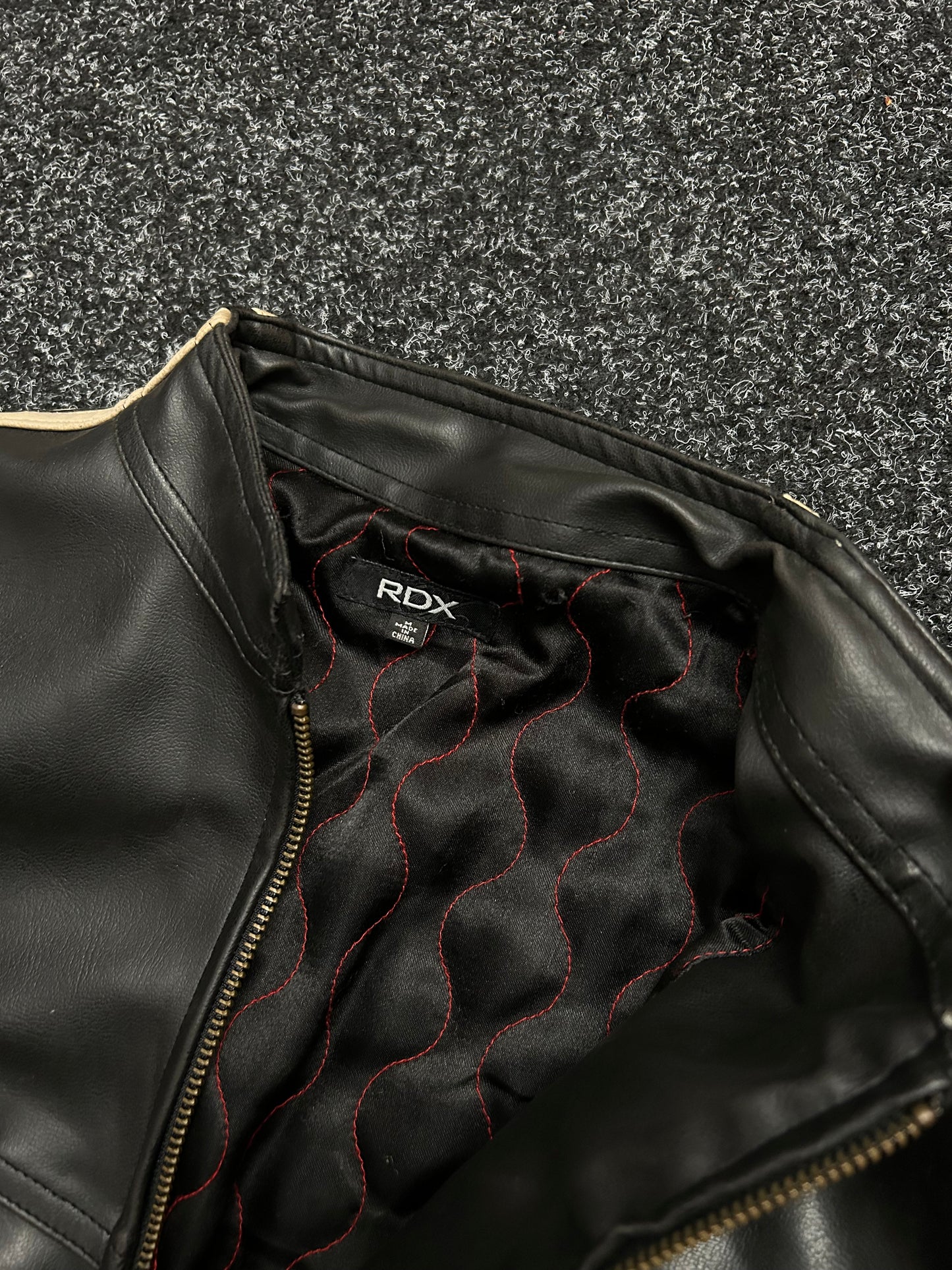Biker Leather Jacket Medium Black