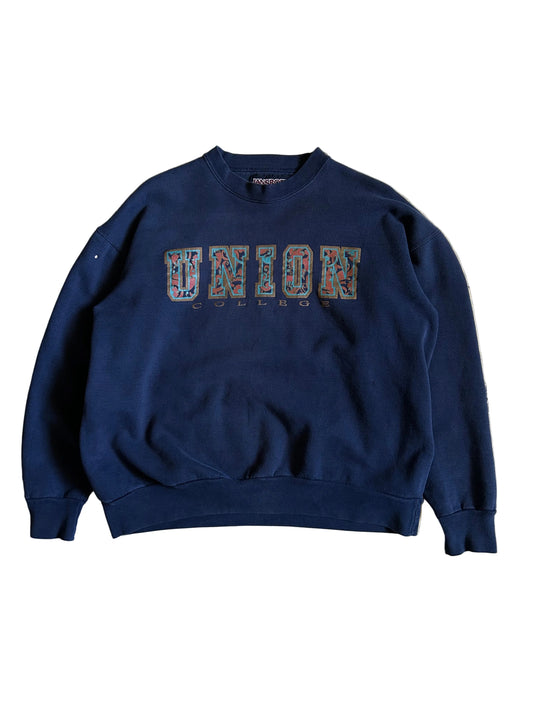 vintage navy blue sweatshirt is from JanSport and features Union College branding