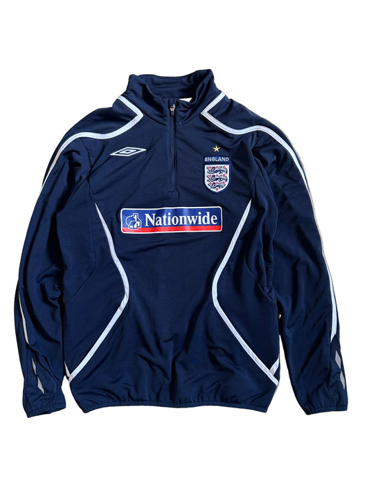 vintage Umbro England football training drill top,1/4 zip track jacket, which typically features the Nationwide sponsorship logo
