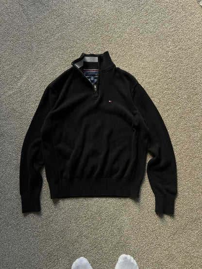 TOMMY HILFIGER 
HALF-ZIP MOCK TURTLENECK JUMPER Black Medium