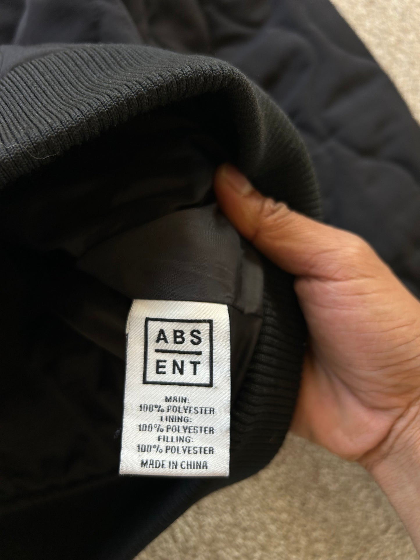 Absent black quilted bomber jacket XL