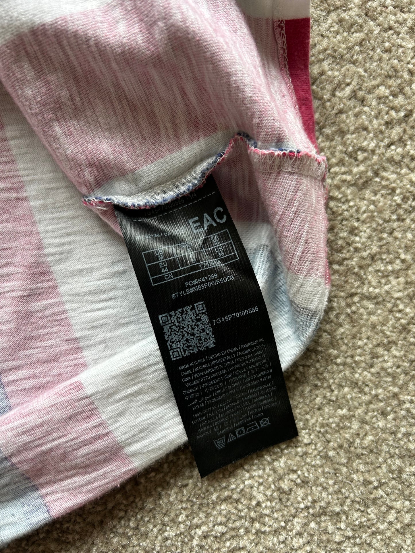 Guess Originals Eco Stripe Tee in a pink and blue multi-colorway Medium