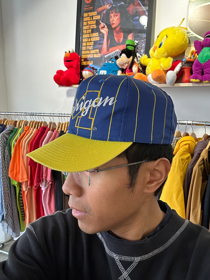 Vintage University of Michigan Wolverines Pinstripe Script Snapback Hat