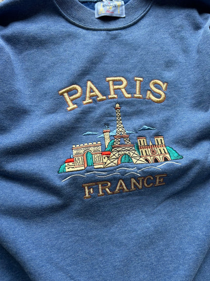 Vintage Paris France Blue Sweater Large
