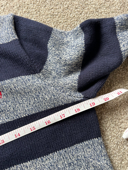 Ralph Lauren RL Stripe Sweater Two Tone Medium Navy Blue