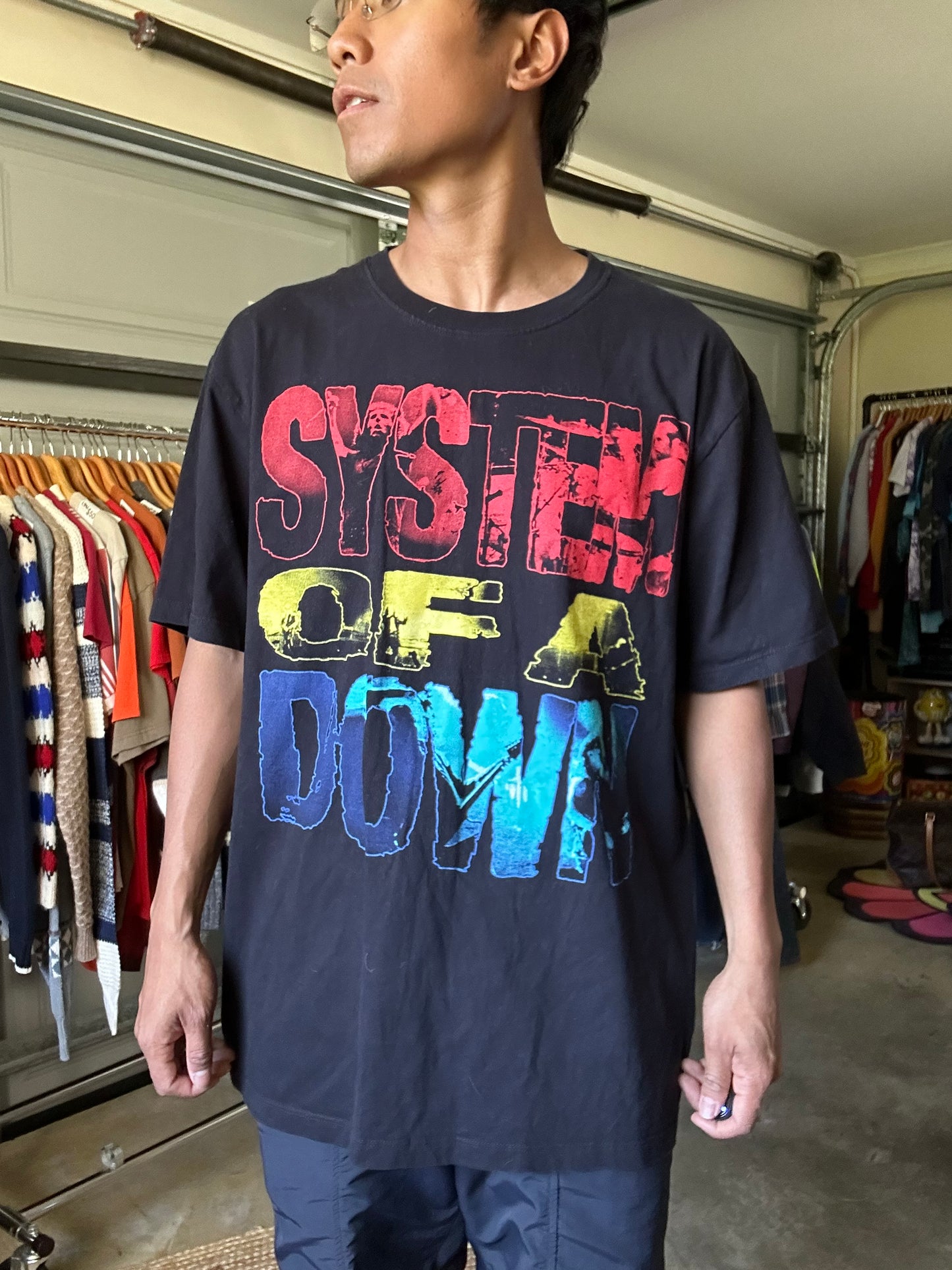 System of a Down band logo t-shirt featuring a multi-colored graphic design Thailand Boot XL