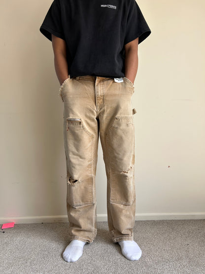 Carhartt Vintage Double Knee Khaki Pants 32 waist 39 Length