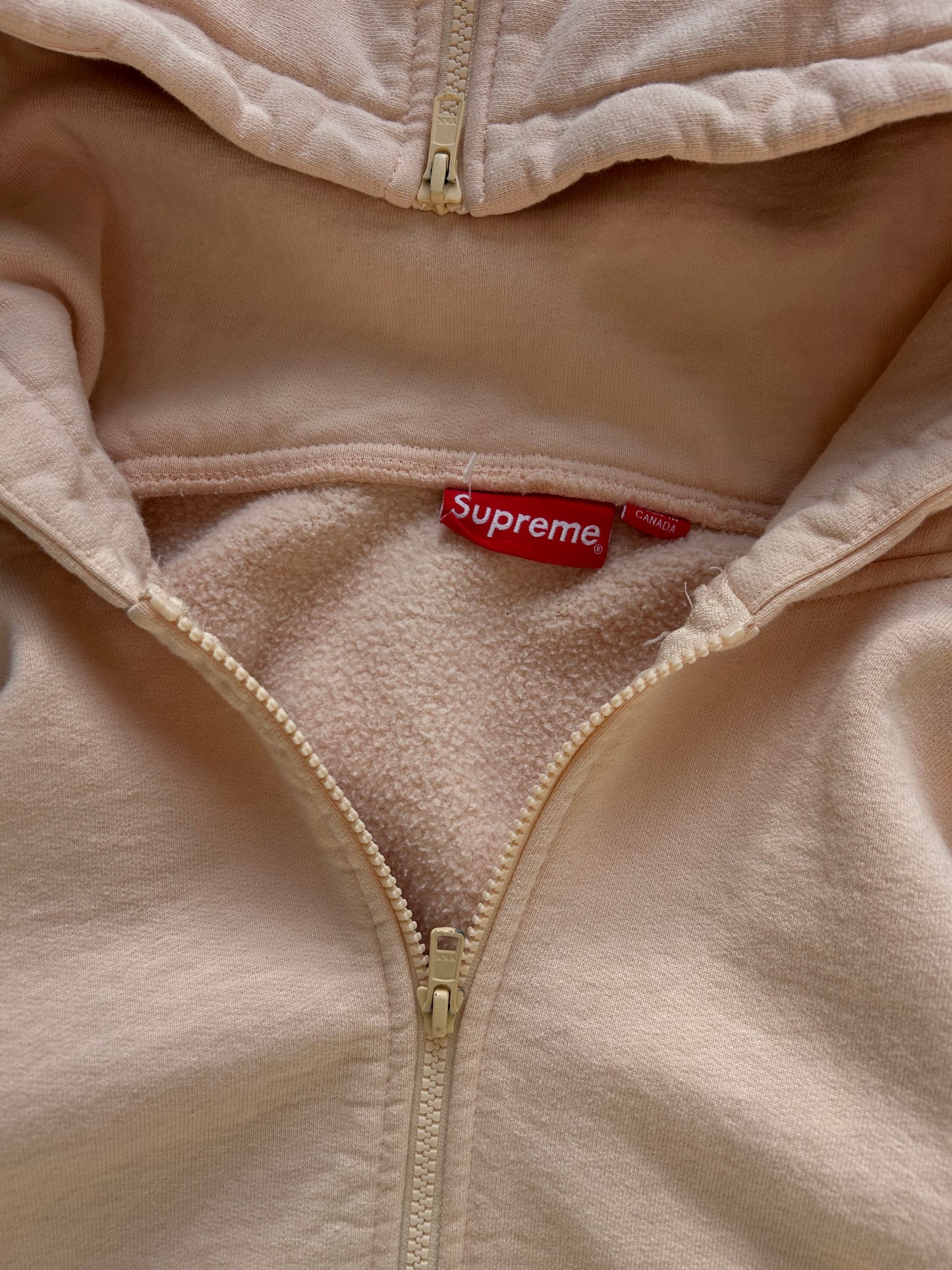 Supreme Split Hood Zip Up Sweat Peach Medium