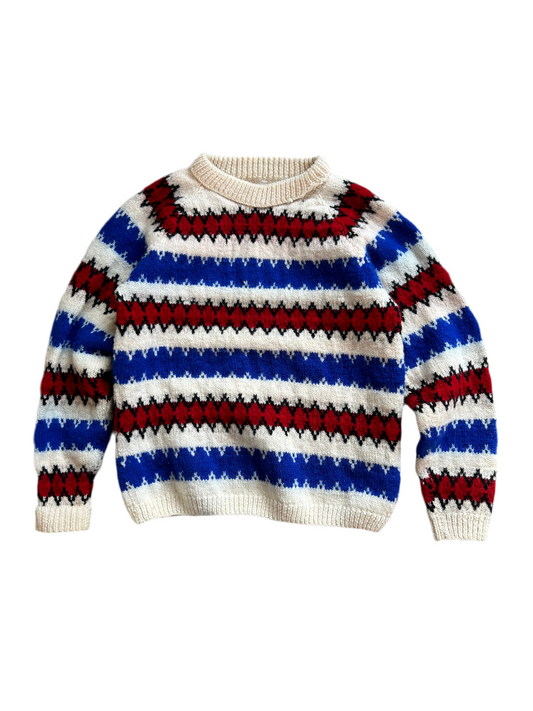 Vintage Hand Knitted Wool Sweater Jumper Cream Small