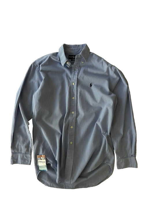 blue and white check Polo Ralph Lauren long-sleeve button-down shirt Medium