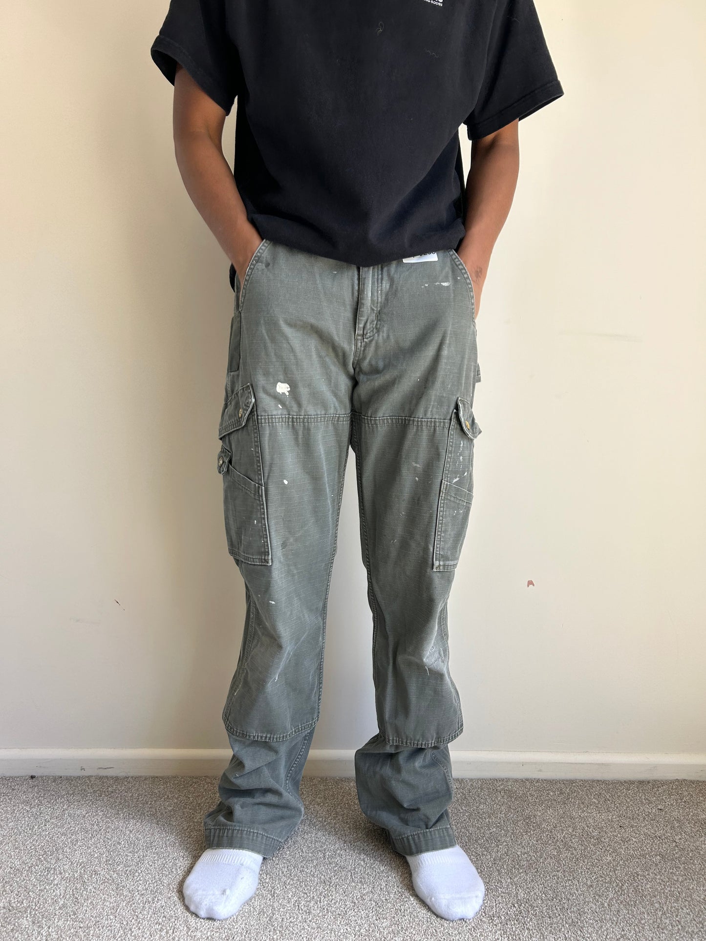 Vintage Carhartt Moss Green Pants size 32 waist 42 Length