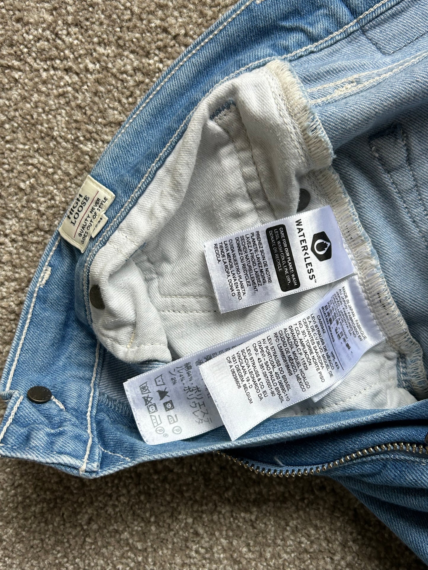 Levi's High Loose Baggy Denim Japan Made Selvedge size 30