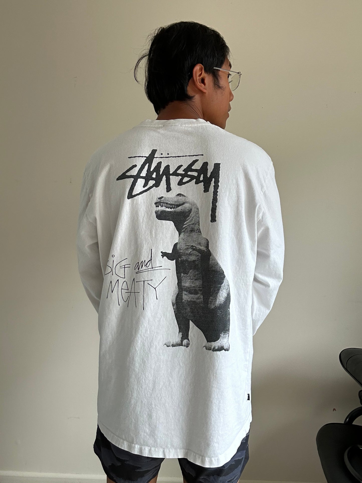 Stussy Australia Big and Meaty White Longsleeve Tee Large
