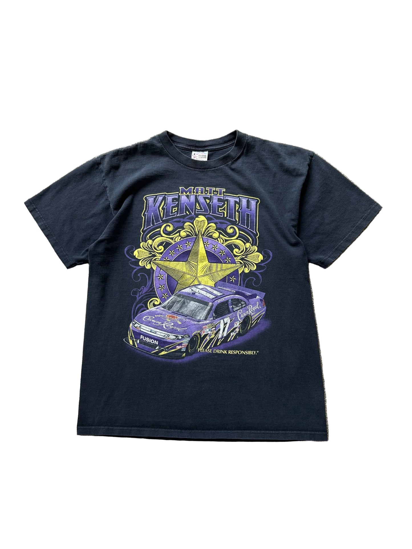 vintage Matt Kenseth Crown Royal NASCAR racing t-shirt featuring the #17 Roush Racing Fusion Chase Authentic Large Black