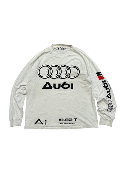 Vintage 1992 Audi Shirt Longsleeve XL White Faded Distressed Tee