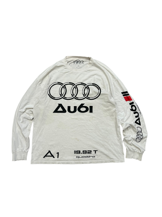 Vintage 1992 Audi Shirt Longsleeve XL White Faded Distressed Tee