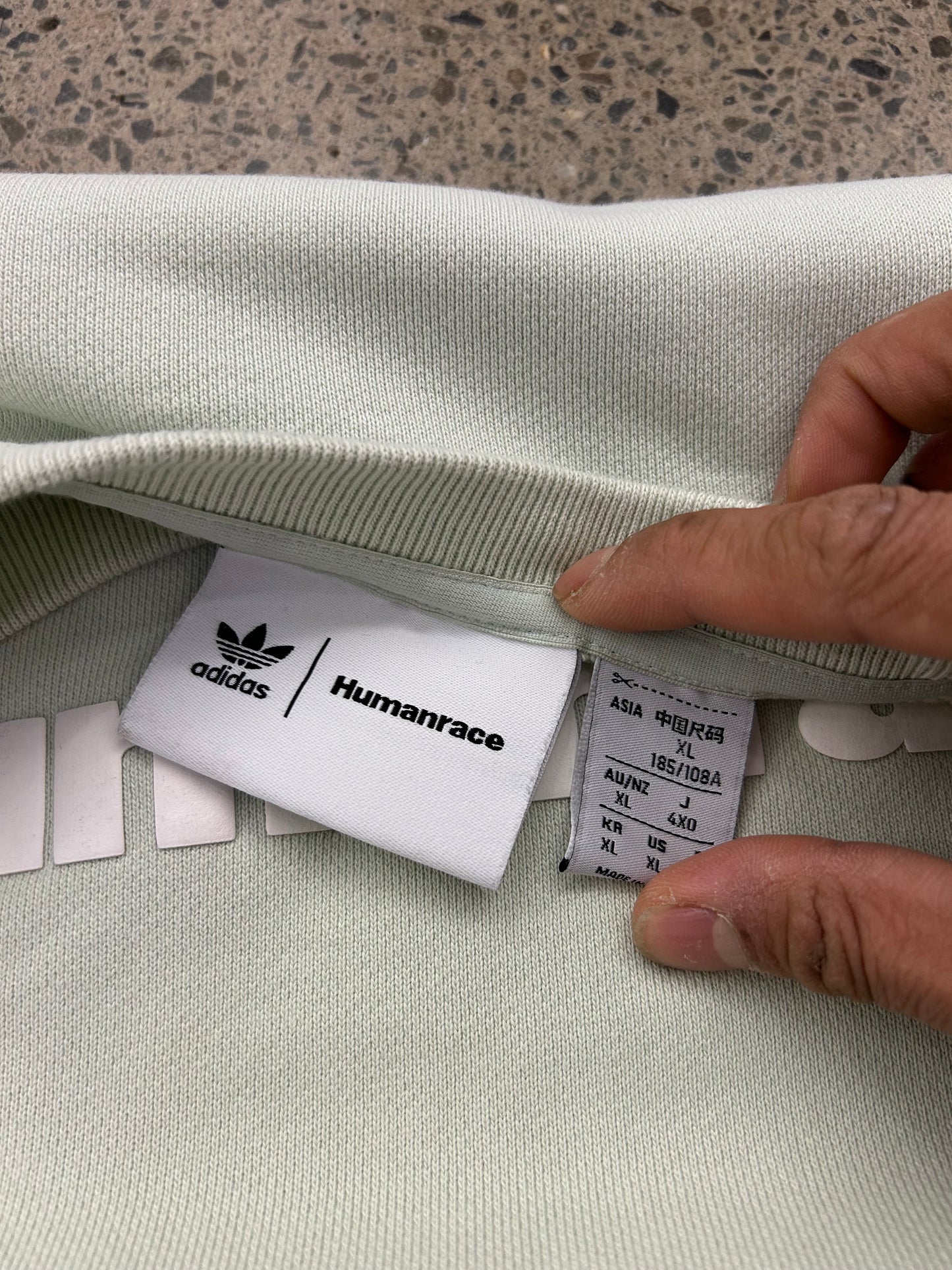 Adidas Originals x Humanrace by Pharrell Williams.Crewneck sweatshirt in a light green colorway XL