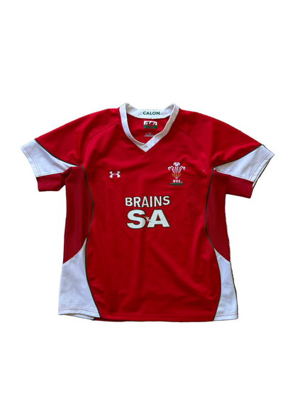 vintage Under Armour Wales Rugby Union home jersey, specifically from the 2008-2010 Red Large