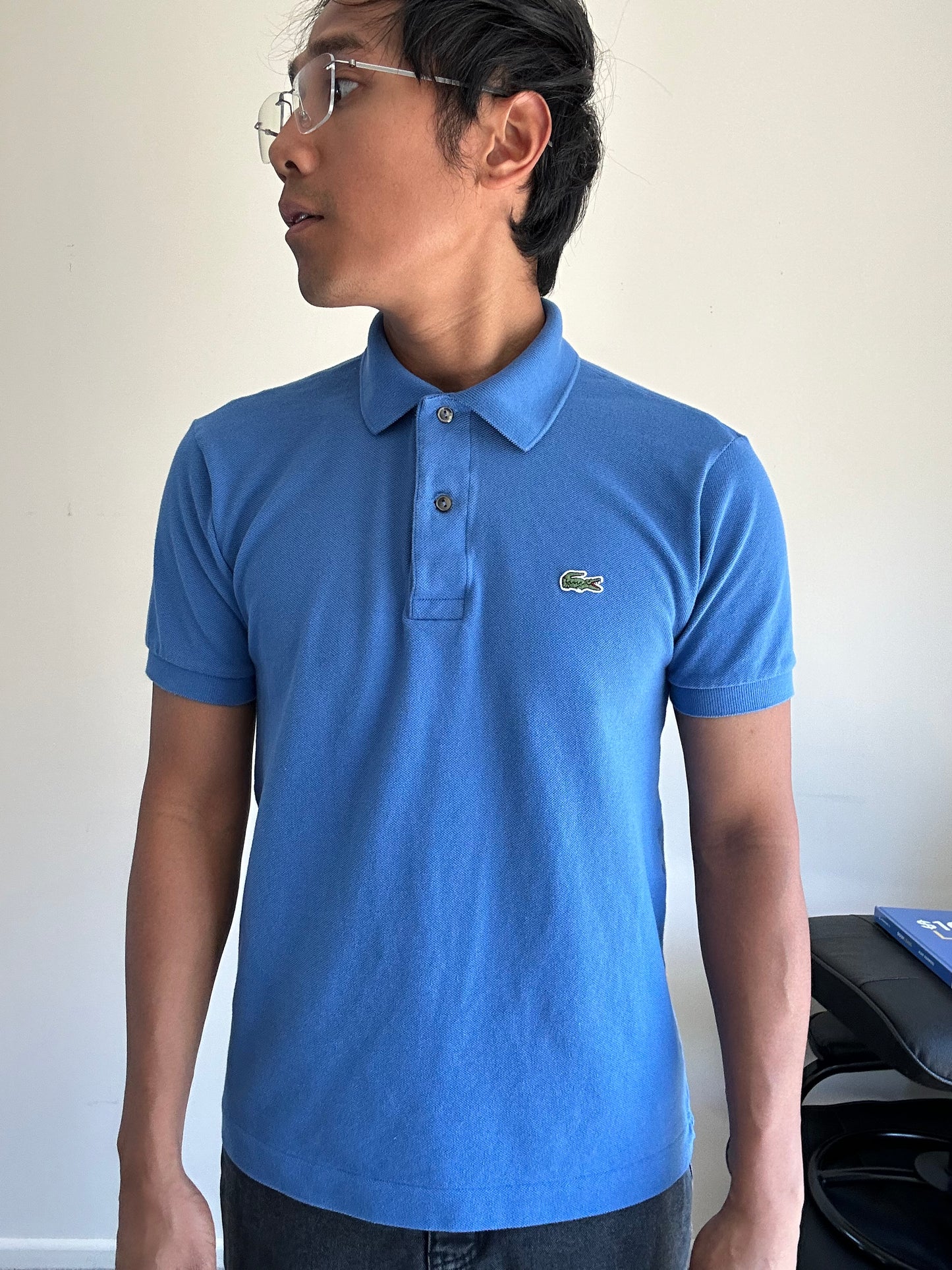 Lacoste Classic Fit L.12.12 Original Pique Polo Shirt in blue cotton Small