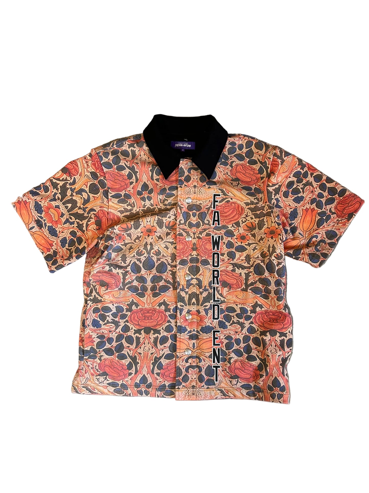 F*cking Awesome Warm Up Top featuring an all-over floral print. Medium Orange