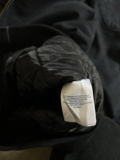 black hooded jacket from the Lands' End Workwear line, featuring a quilted lining Medium