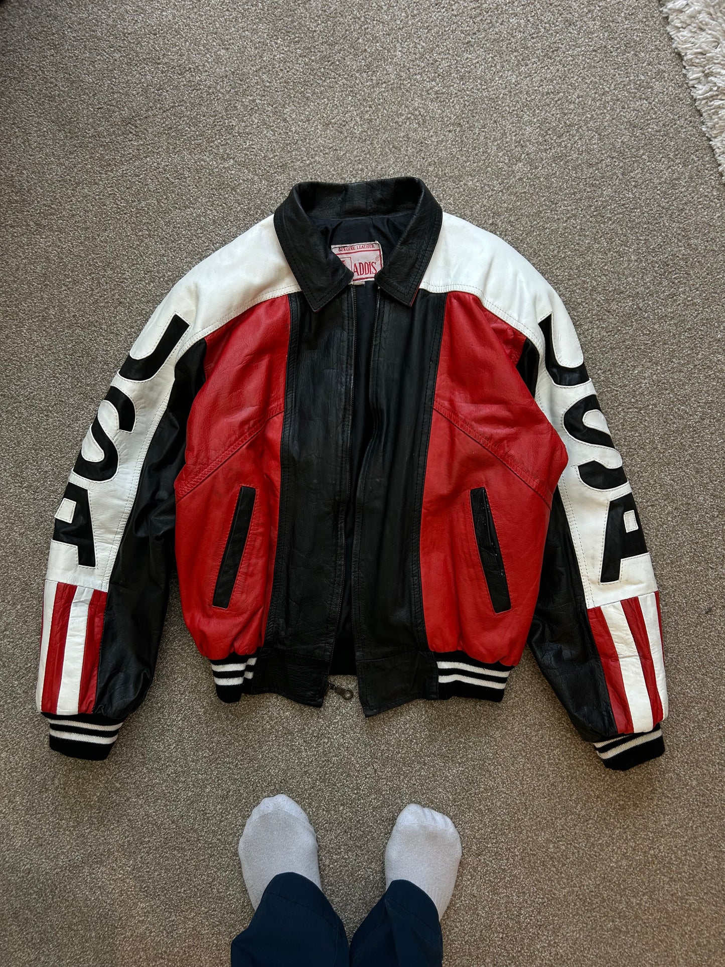Vintage USA Flag Medium Leather Jacket