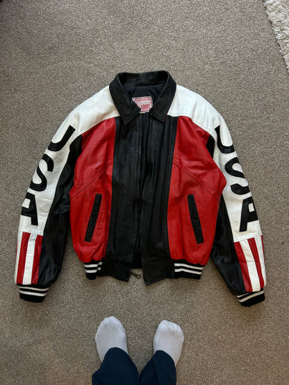 Vintage USA Flag Medium Leather Jacket