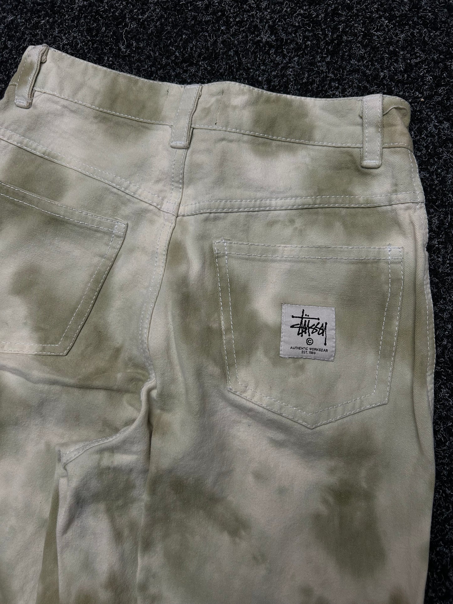 Stussy Stüssy Classic Womens White Green Tie dye Cotton Pants Size 6