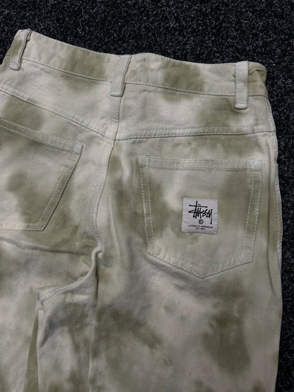 Stussy Stüssy Classic Womens White Green Tie dye Cotton Pants Size 6