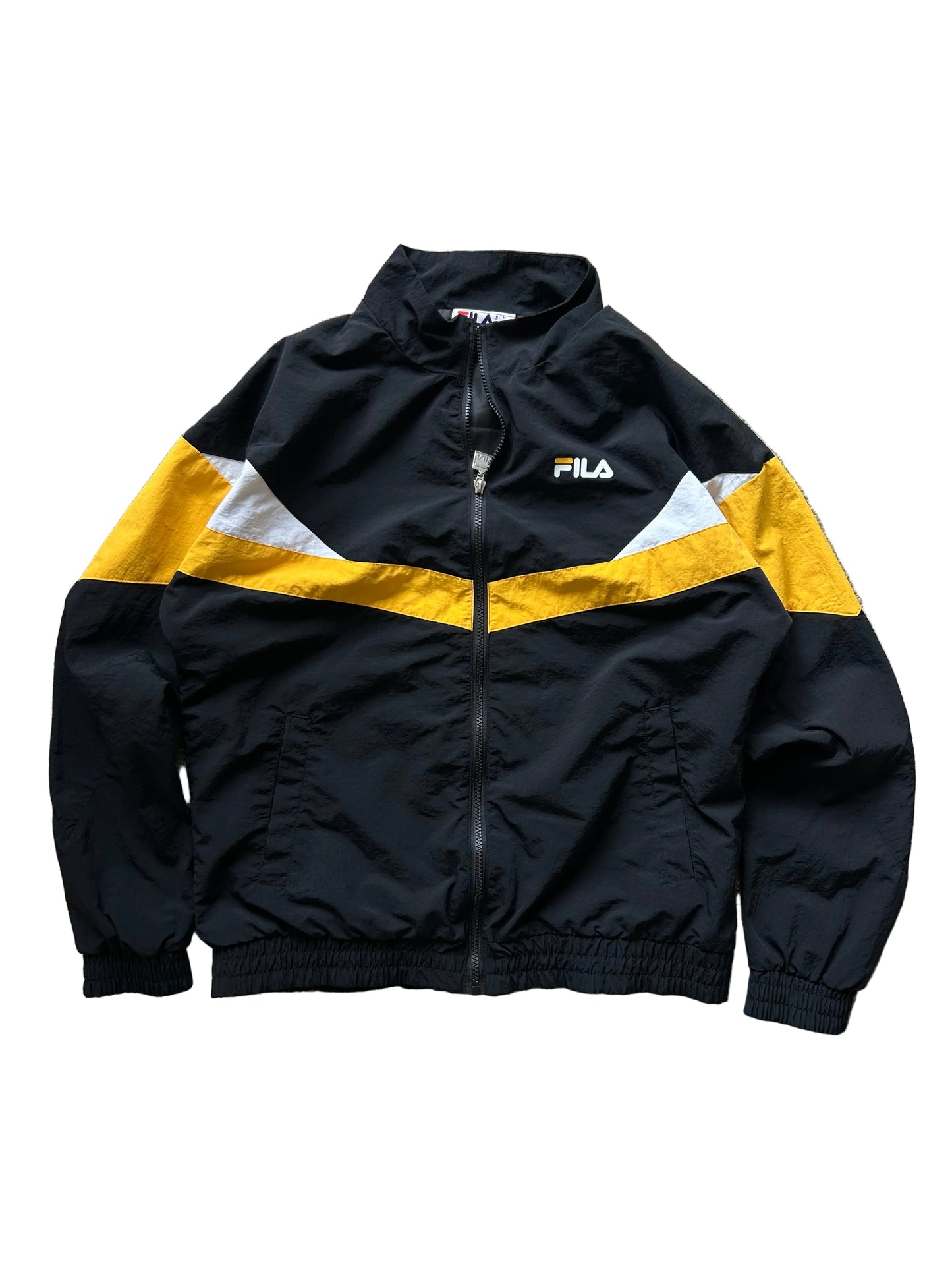 Fila Black and Yellow Nylon Sports Jacket Medium