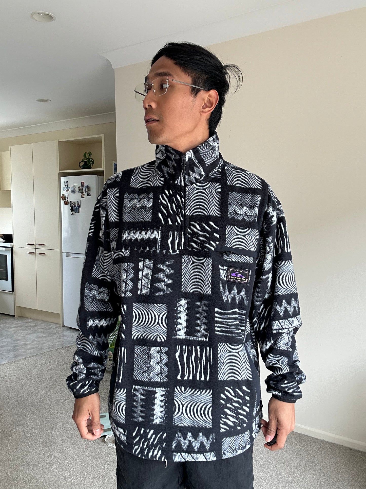 Quiksilver OG Mosaic Zip Sweatshirt Large Black