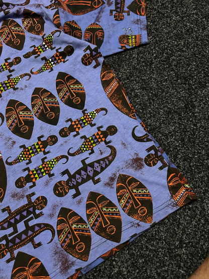 Earth Vintage Handmade in Zimbabwe allover print Tee Small Purple