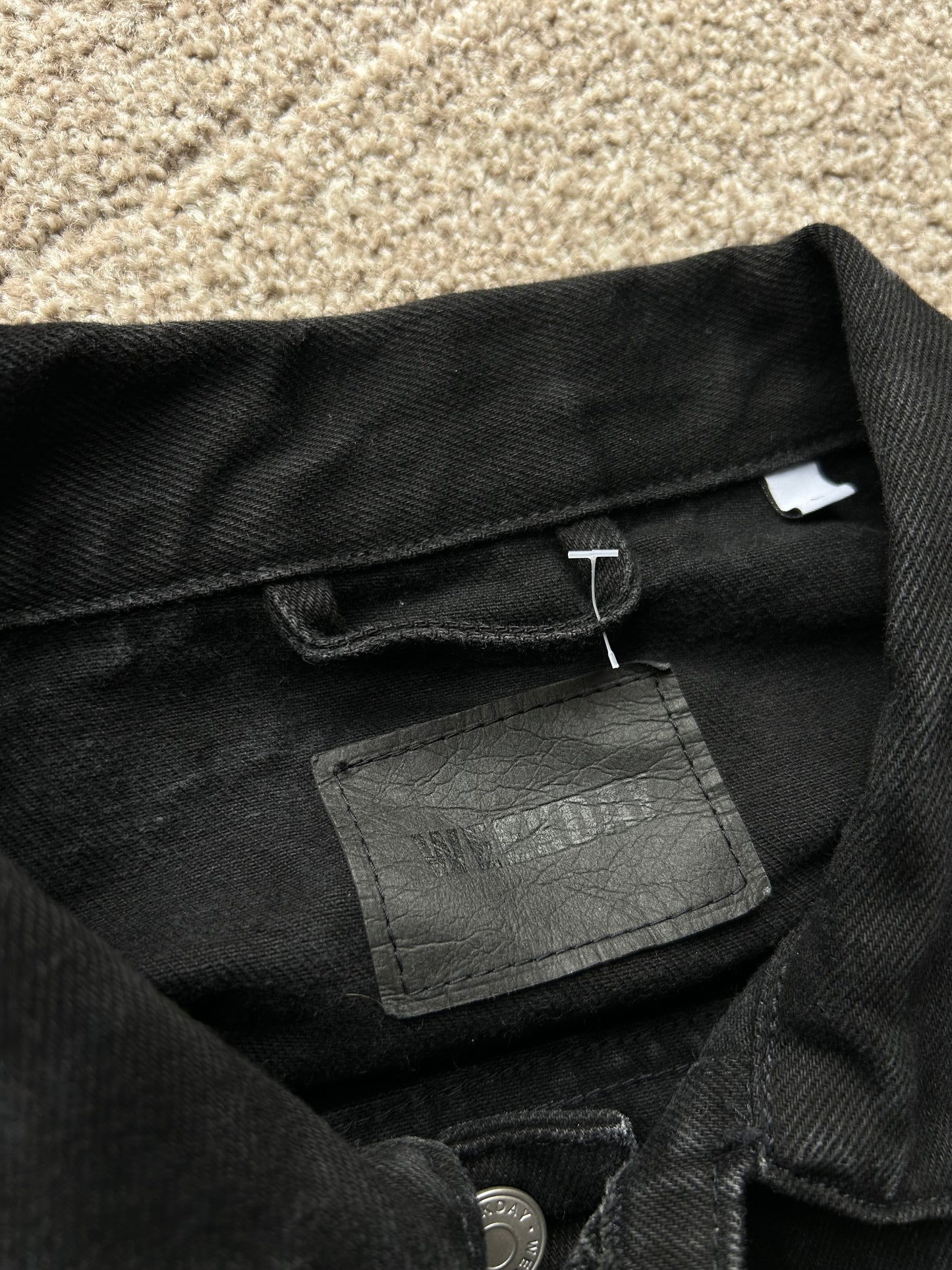 Weekday Relaxed Fit Denim Jacket Black Large