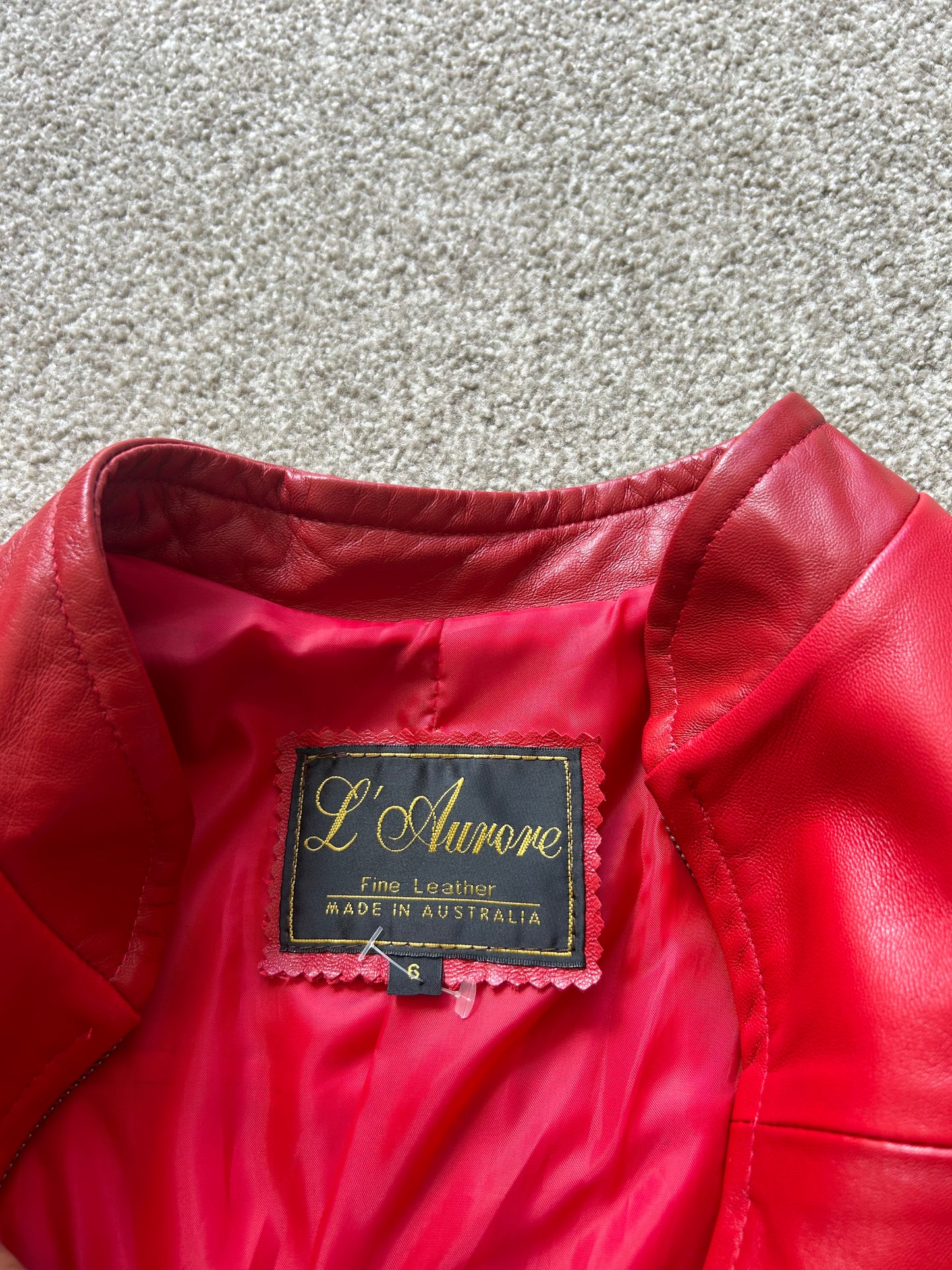 L Aurore Red Leather Jacket Womens Medium