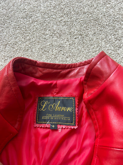 L Aurore Red Leather Jacket Womens Medium