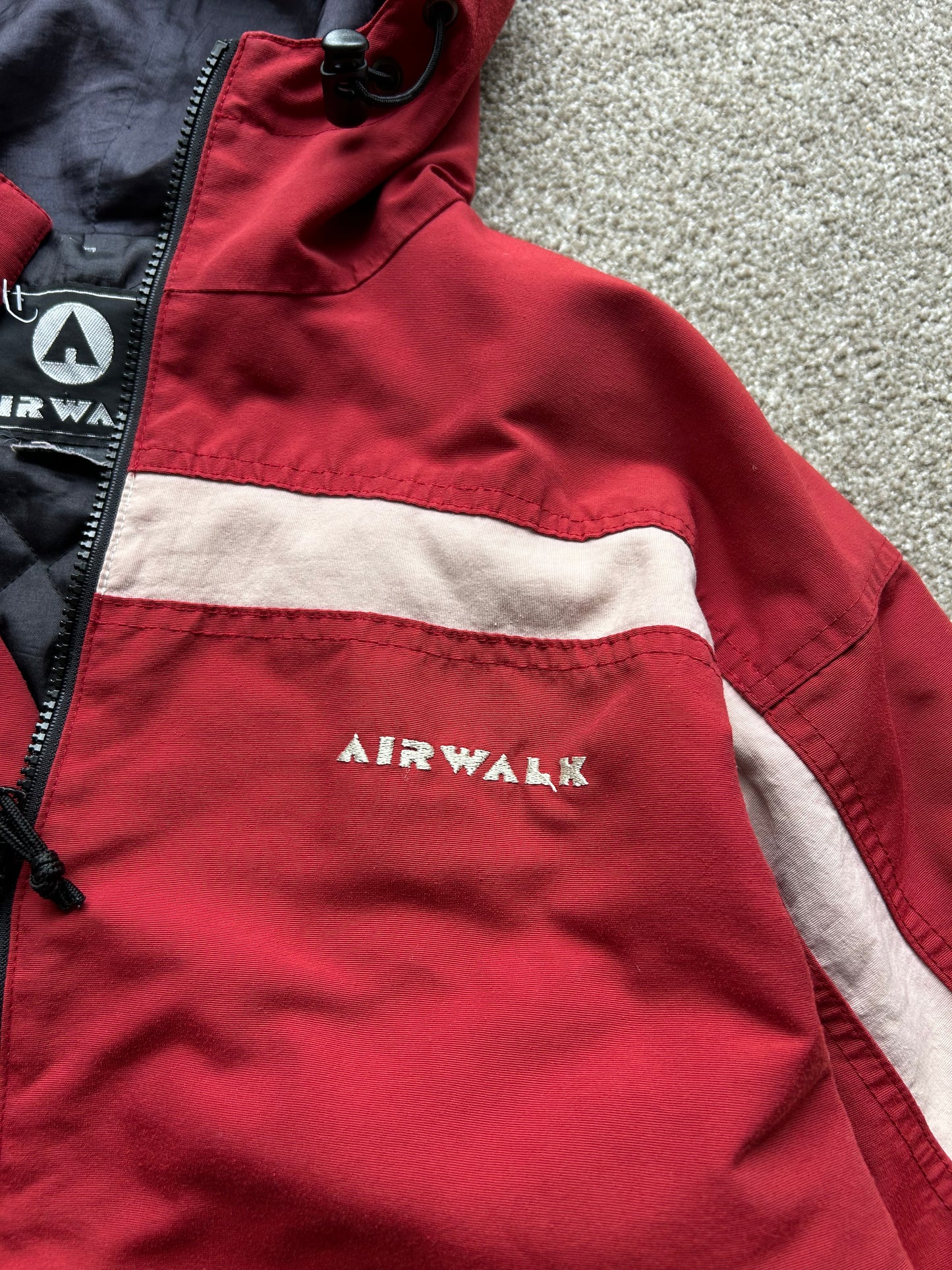 Vintage Airwalk Windbreaker Jacket Red Zip Up Medium