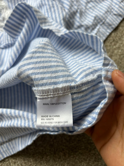 Loiter Rodeo Quarter Zip Up Shirt in blue pin stripe Large