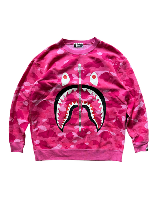 Bape Camo Shark Sweater Pink Sample! Made in Japan Large