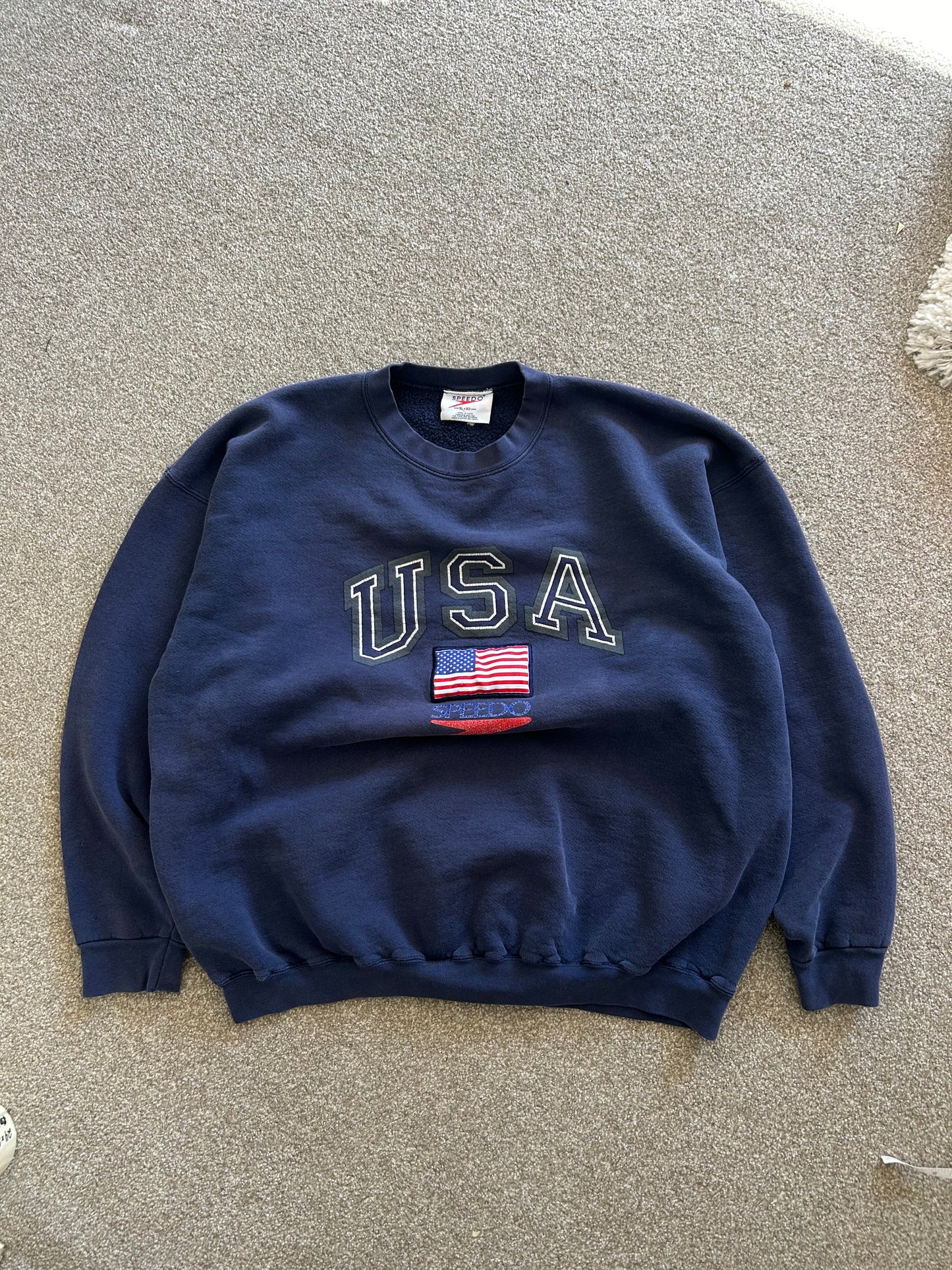 Vintage Speedo USA Sweater Navy Blue 2XL Made in USA