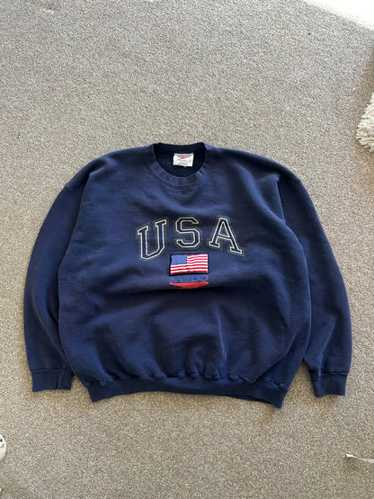 Vintage Speedo USA Sweater Navy Blue 2XL Made in USA