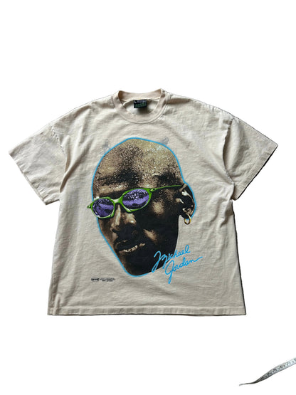 Michael Jordan wearing green sunglasses and is made by EFFN Clothing Cream Large