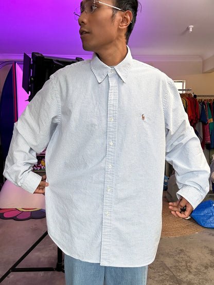 Polo Ralph Lauren striped Oxford shirt, crafted from premium cotton and featuring a classic button-down collar with an embroidered logo xXL