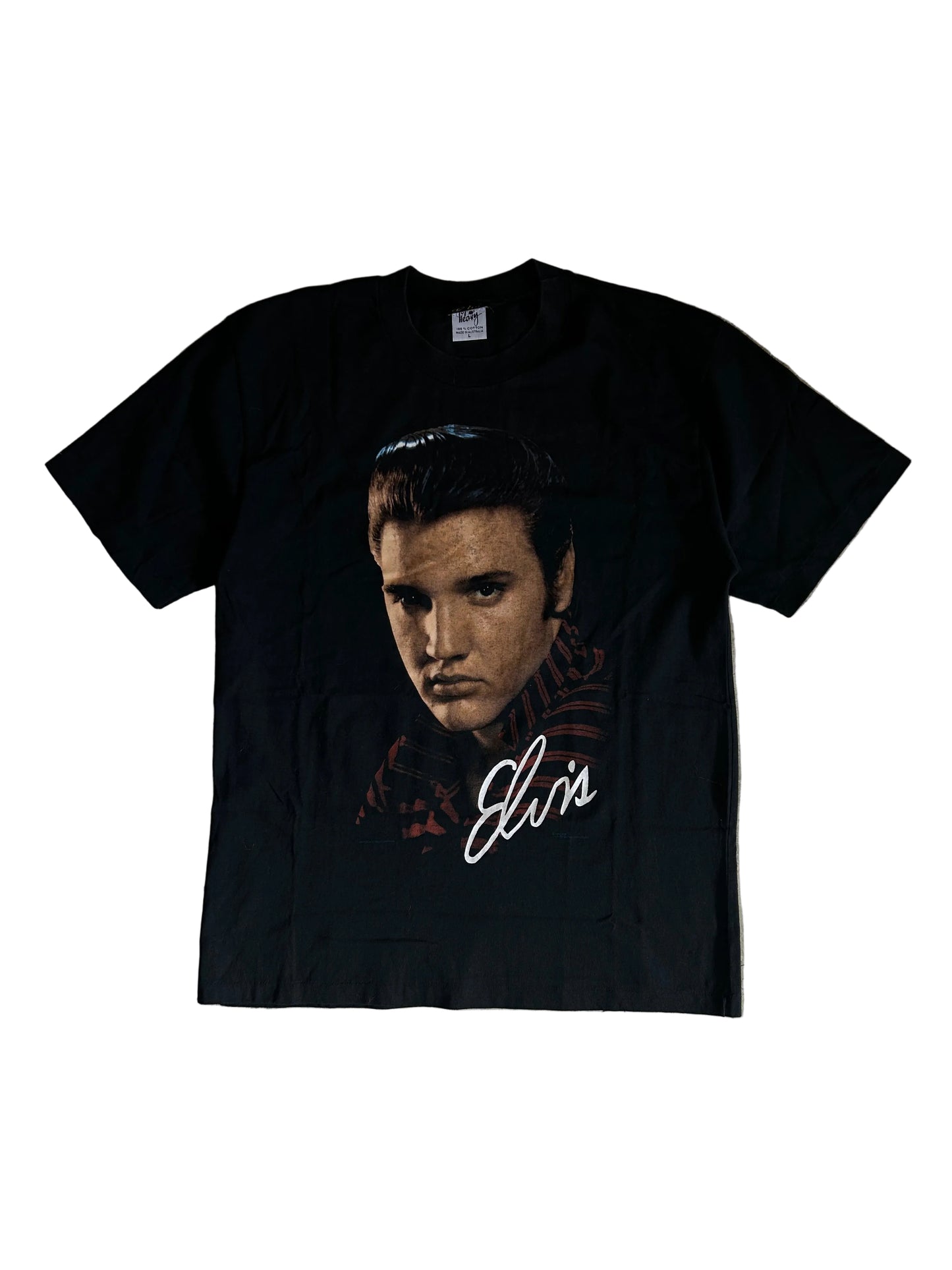 Vintage 1990 Elvis Presley T-shirt Top Heavy Tag Black Large